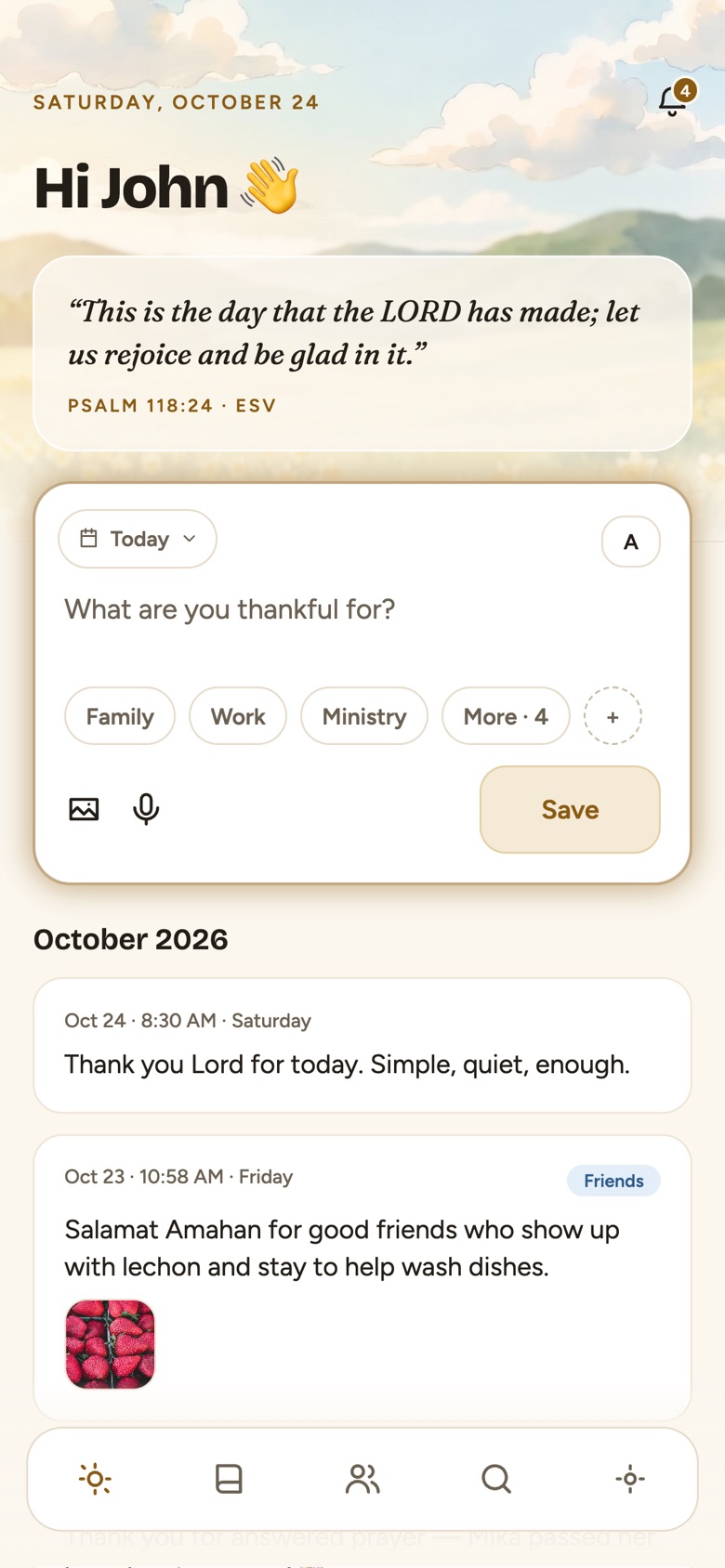 Today: write a thank-you, with a verse for the day